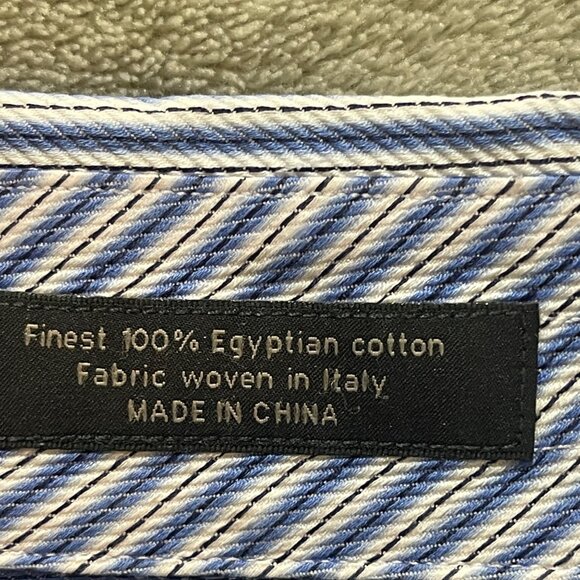 John W. Nordstrom Mens Striped Egyptian Cotton Button-Up Shirt L Blue/White - Picture 3 of 16